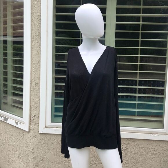 Hinge Black Surplice Sweater Size Small - Picture 2 of 8